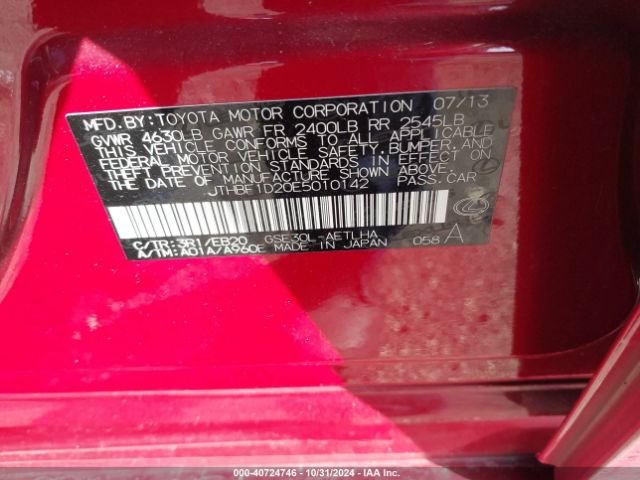 JTHBF1D20E5010142 Lexus IS 250