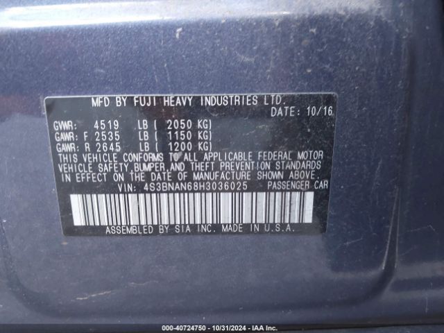 4S3BNAN68H3036025 Subaru Legacy 2.5i Limited