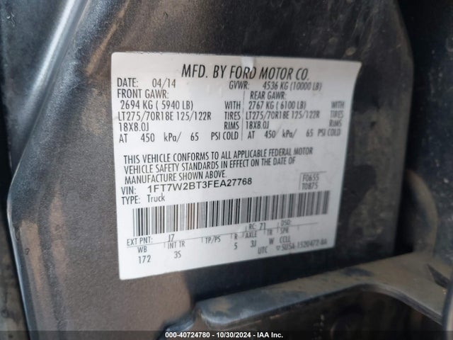 Ford F-250 Xlt 2015 1FT7W2BT3FEA27768 Image 9