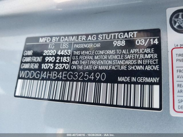 WDDGJ4HB4EG325490 Mercedes-Benz C 250
