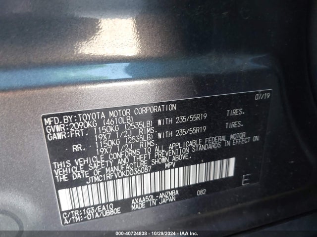 Toyota Rav4 Xle Premium 2019 JTMC1RFV0KD036087 Image 9