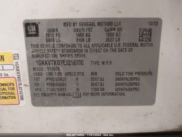 1GKKVTKD7EJ218700 GMC Acadia Denali