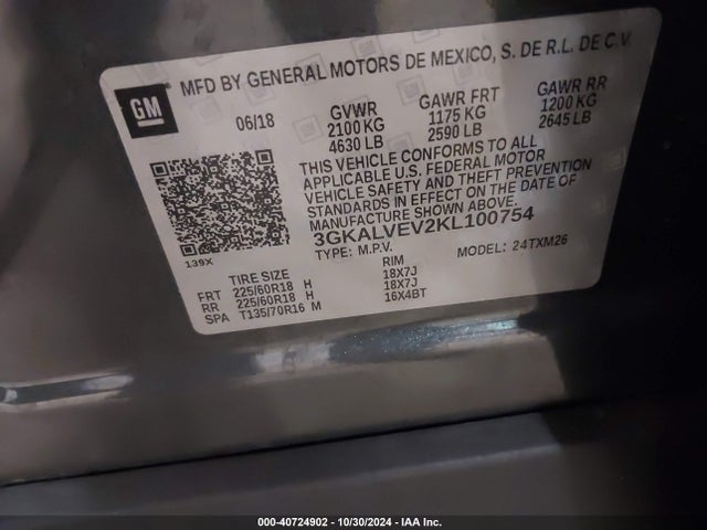 3GKALVEV2KL100754 GMC Terrain Slt