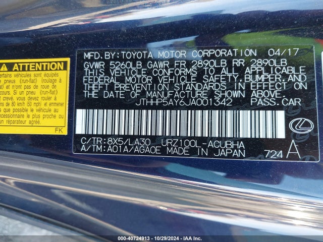 JTHHP5AY6JA001342 Lexus LC 500