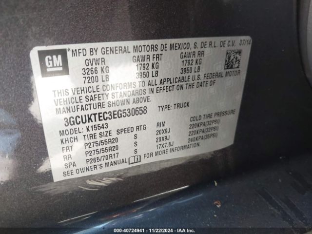 3GCUKTEC3EG530658 Chevrolet Silverado 1500 High Country