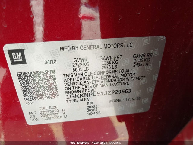 GMC Acadia Denali 2018 1GKKNPLS1JZ229563 Image 9