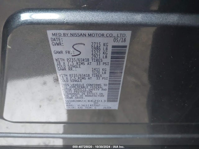 Nissan Pathfinder Sv 2018 5N1DR2MM2JC662013 Image 9