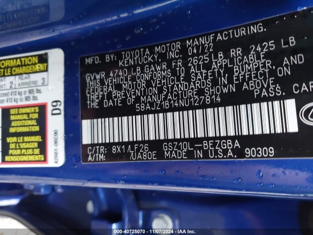 58AJZ1B14NU127814 Lexus Es 350 F Sport