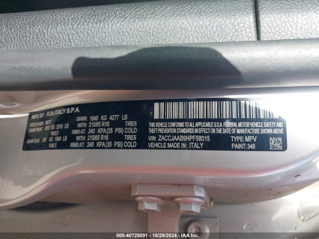 ZACCJAAB9HPF58015 Jeep Renegade Sport Fwd