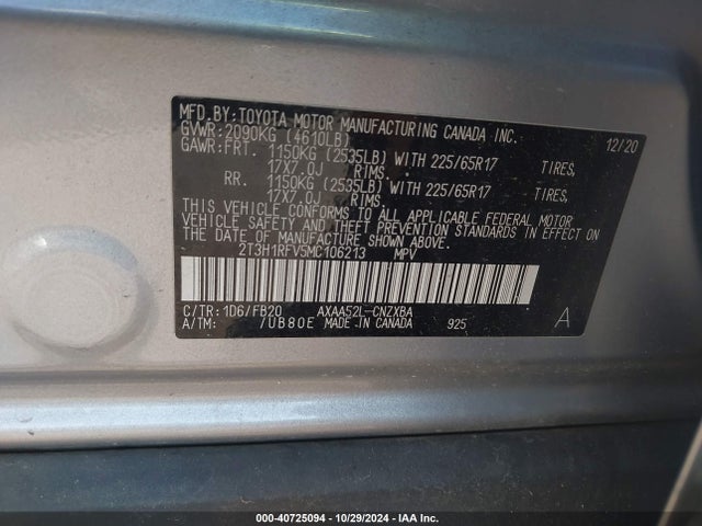 Toyota RAV4 LE 2021 2T3H1RFV5MC106213 Image 9