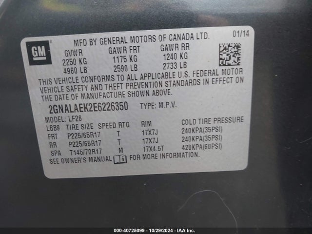 Chevrolet EQUINOX LS 2014 2GNALAEK2E6226350 Image 9
