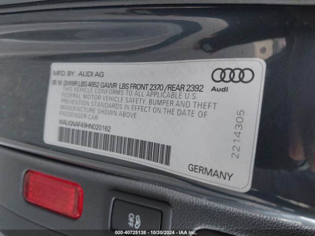 WAUGNAF49HN020162 Audi A4 2.0t Premium