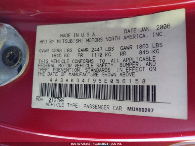 2006 MITSUBISHI ECLIPSE 4A3AK34T96E056158 Photo 8