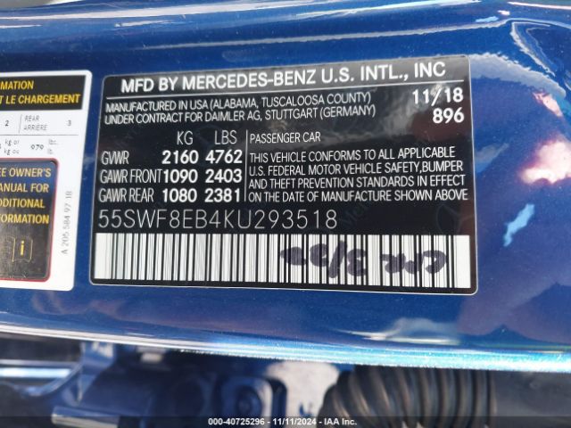 55SWF8EB4KU293518 Mercedes-Benz C 300 4matic