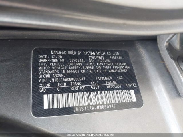 JN1BJ1AW0MW660947 Nissan Rogue Sport S Awd Xtronic Cvt