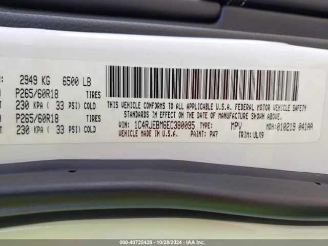 1C4RJEBM6EC380095 Jeep Grand Cherokee Limited
