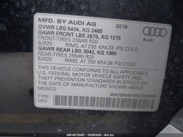 WA1BNAFY6K2068396 Audi Q5 45 Premium