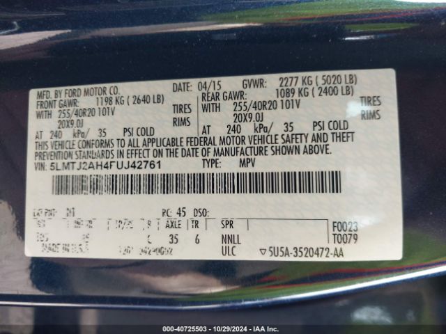 5LMTJ2AH4FUJ42761 Lincoln MKC