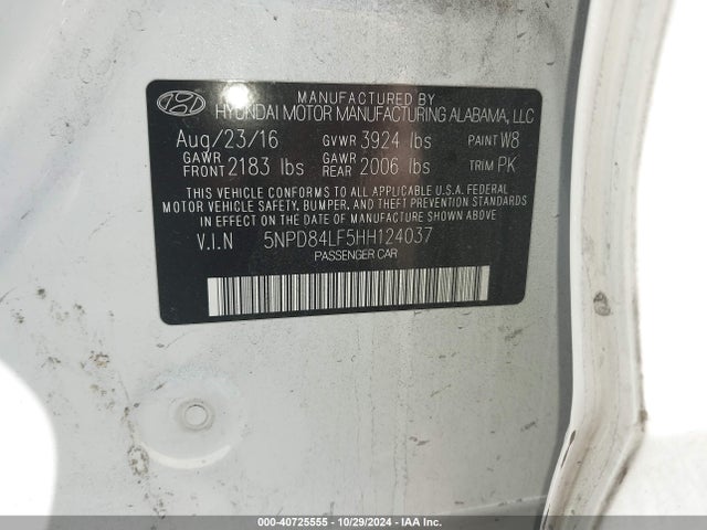 Hyundai ELANTRA SE 2017 5NPD84LF5HH124037 Image 9
