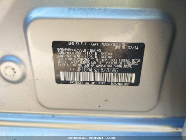 JF1GPAL62E8270586 Subaru Impreza 2.0i Sport Premium