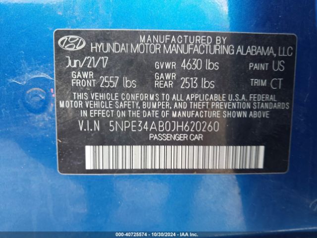 5NPE34AB0JH620260 Hyundai Sonata Sport 2.0t