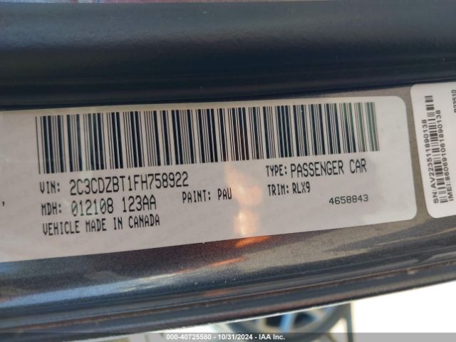 2C3CDZBT1FH758922 Dodge Challenger R/t Plus