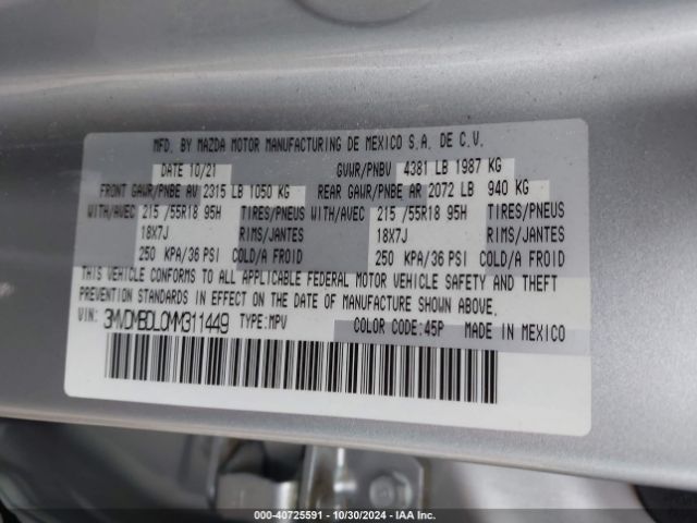 3MVDMBDL0MM311449 Mazda Cx-30 Premium