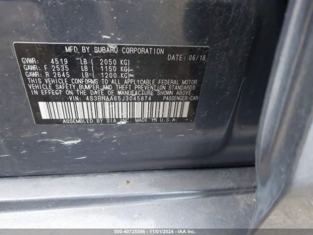 4S3BNAA65J3045874 Subaru Legacy 2.5i