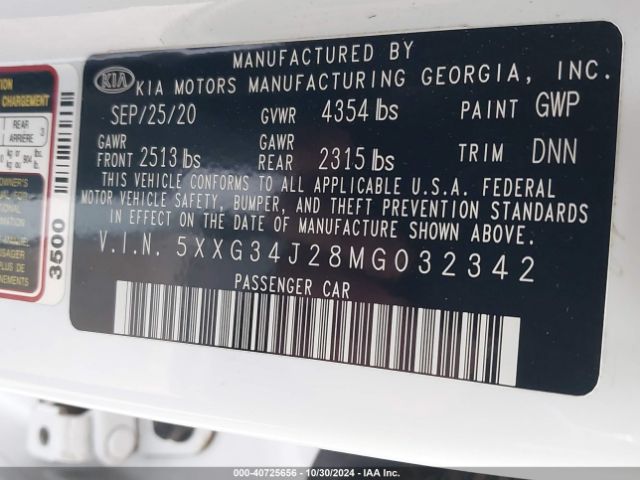 5XXG34J28MG032342 KIA K5 EX