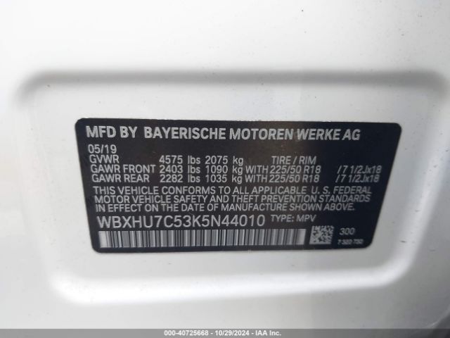 WBXHU7C53K5N44010 BMW X1 Sdrive28i