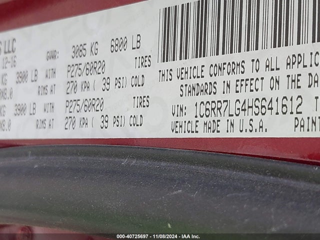 1C6RR7LG4HS641612 RAM 1500