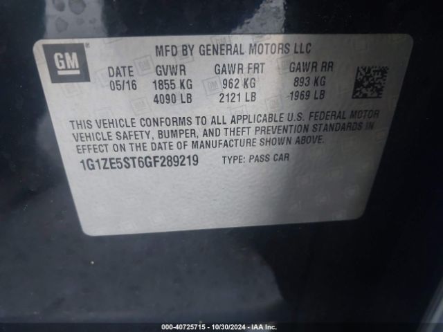 1G1ZE5ST6GF289219 Chevrolet MALIBU 1LT