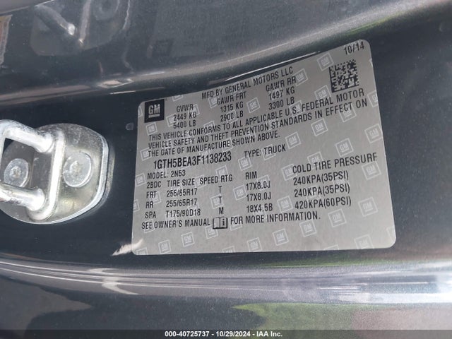 GMC CANYON SLE 2015 1GTH5BEA3F1138233 Image 9