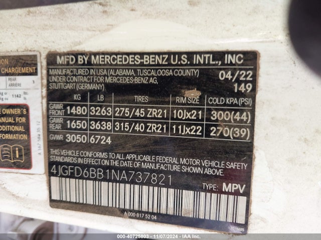 4JGFD6BB1NA737821 Mercedes-Benz Amg Gle 53 Coupe 4matic