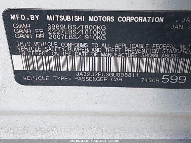 2016 MITSUBISHI LANCER JA32U2FU3GU008811 Photo 8