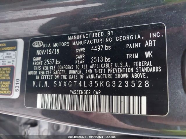 2019 KIA OPTIMA 5XXGT4L35KG323528 Photo 8