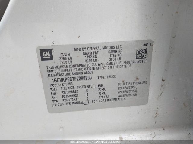 1GCVKPEC7FZ398209 Chevrolet Silverado 1500 Ls