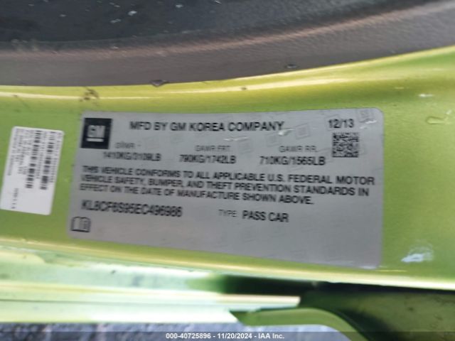 KL8CF6S95EC496986 Chevrolet Spark 2lt Auto