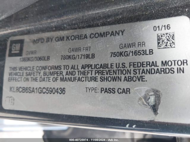 KL8CB6SA1GC590436 Chevrolet Spark Ls Cvt