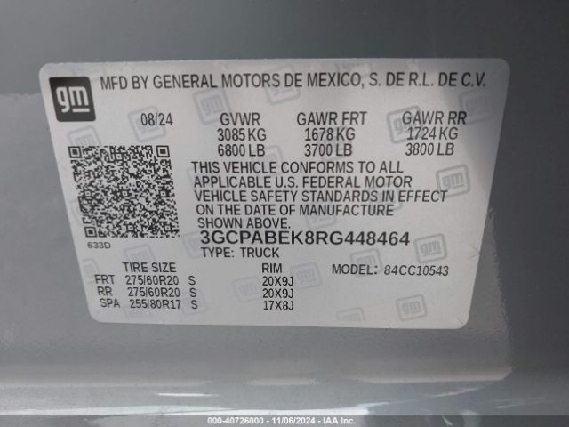3GCPABEK8RG448464 Chevrolet Silverado 1500 2wd  Short Bed Custom
