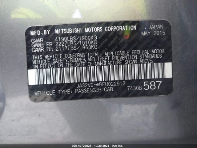 JA32V2FW6FU022912 Mitsubishi Lancer Se