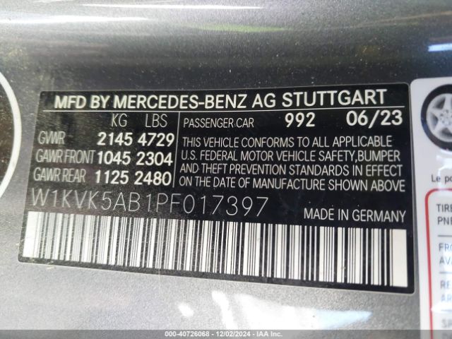 2023 MERCEDES-BENZ AMG SL 43 W1KVK5AB1PF017397 Photo 8