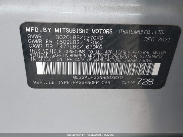 ML32AUHJ2NH003830 Mitsubishi Mirage Es/le