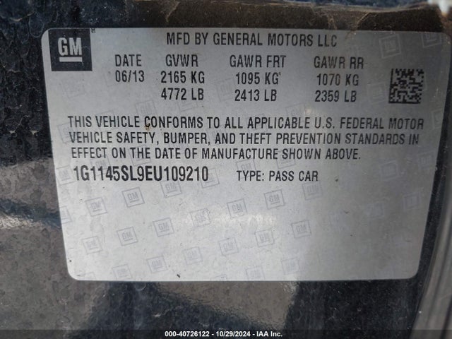 Chevrolet Impala 1lz 2014 1G1145SL9EU109210 Image 9
