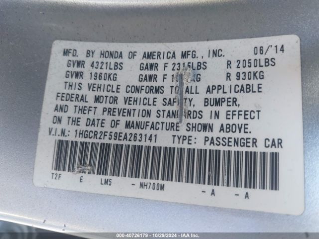 1HGCR2F59EA263141 Honda Accord Sport