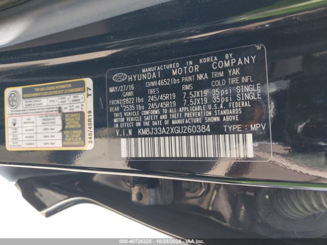 KM8J33A2XGU260384 Hyundai Tucson Limited