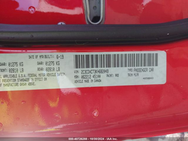 2C3CDXCT3KH682049 Dodge Charger R/t Rwd
