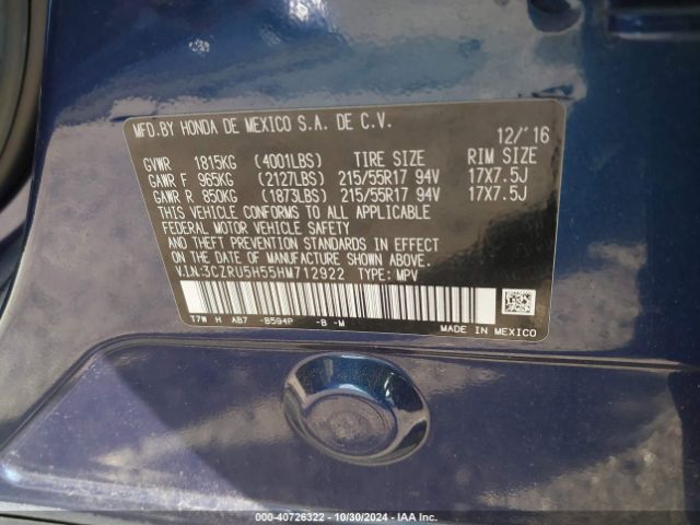 3CZRU5H55HM712922 Honda HR-V EX