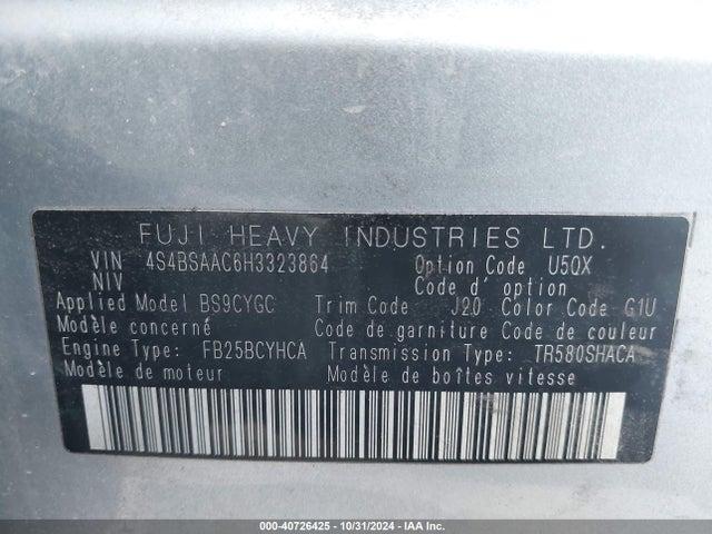 4S4BSAAC6H3323864 Subaru Outback 2.5i