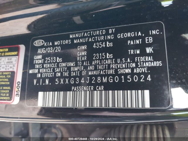 5XXG34J28MG015024 KIA K5 EX